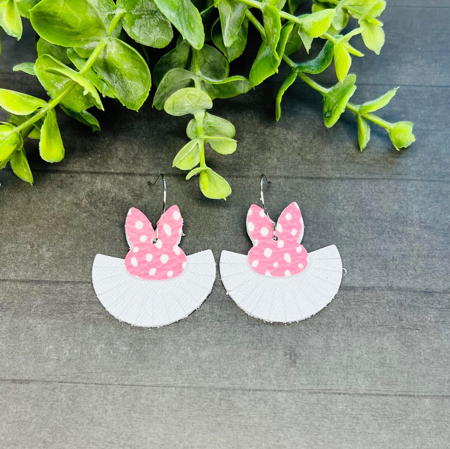 Spotted Bunny Tail Earrings
