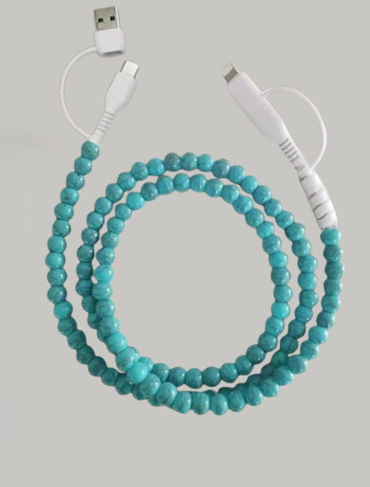 Turquoise Beaded Phone Charger