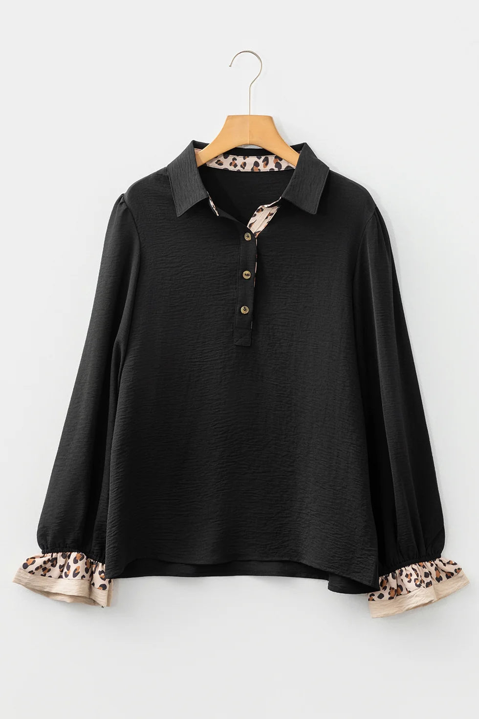 *PREORDER* Leopard Collar Ruffle Blouse