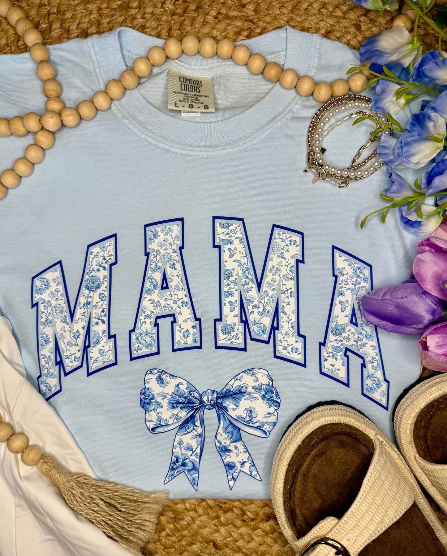 Custom Floral Bow Graphic Tee
