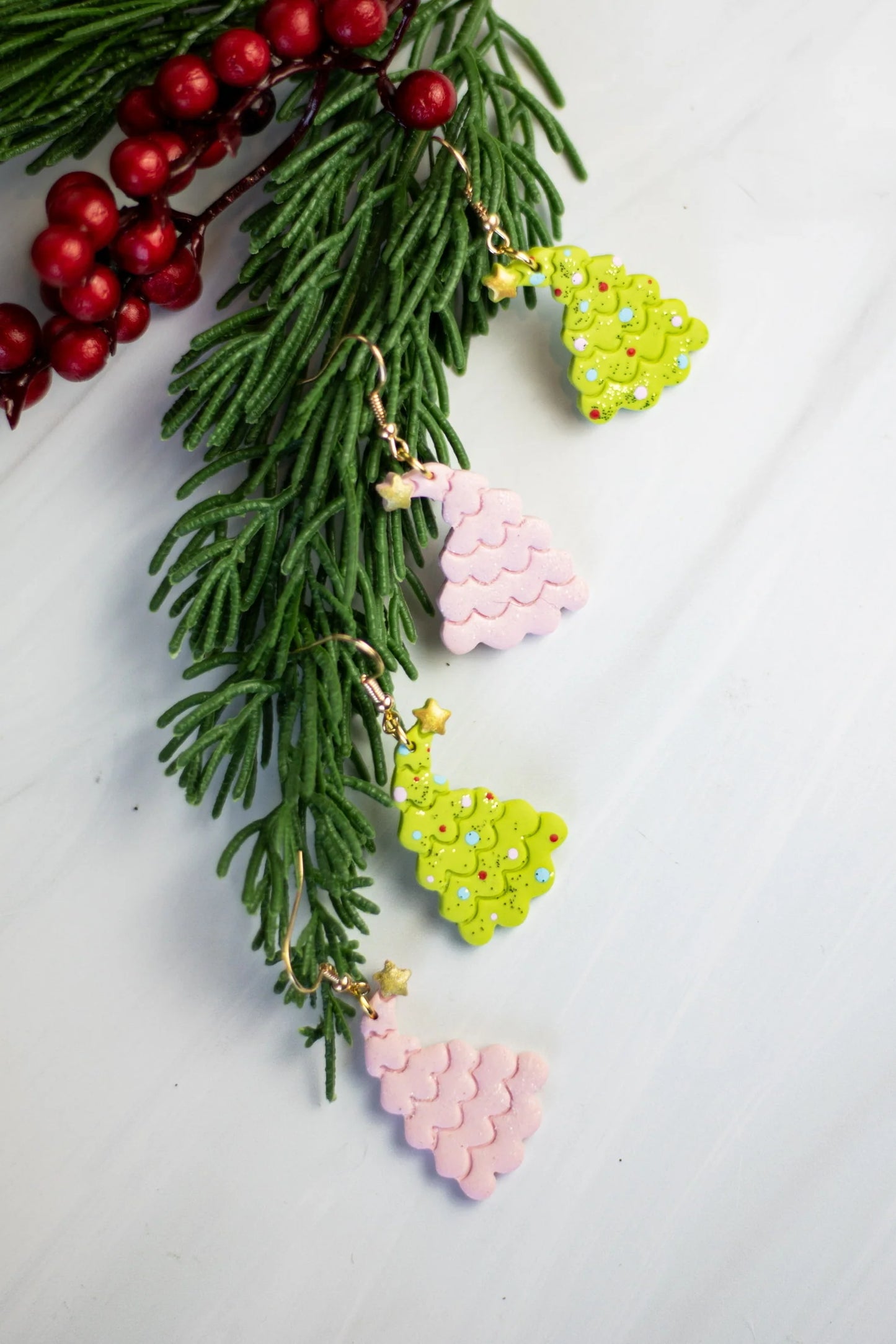 Curvy Tree Dangle Clay Earrings