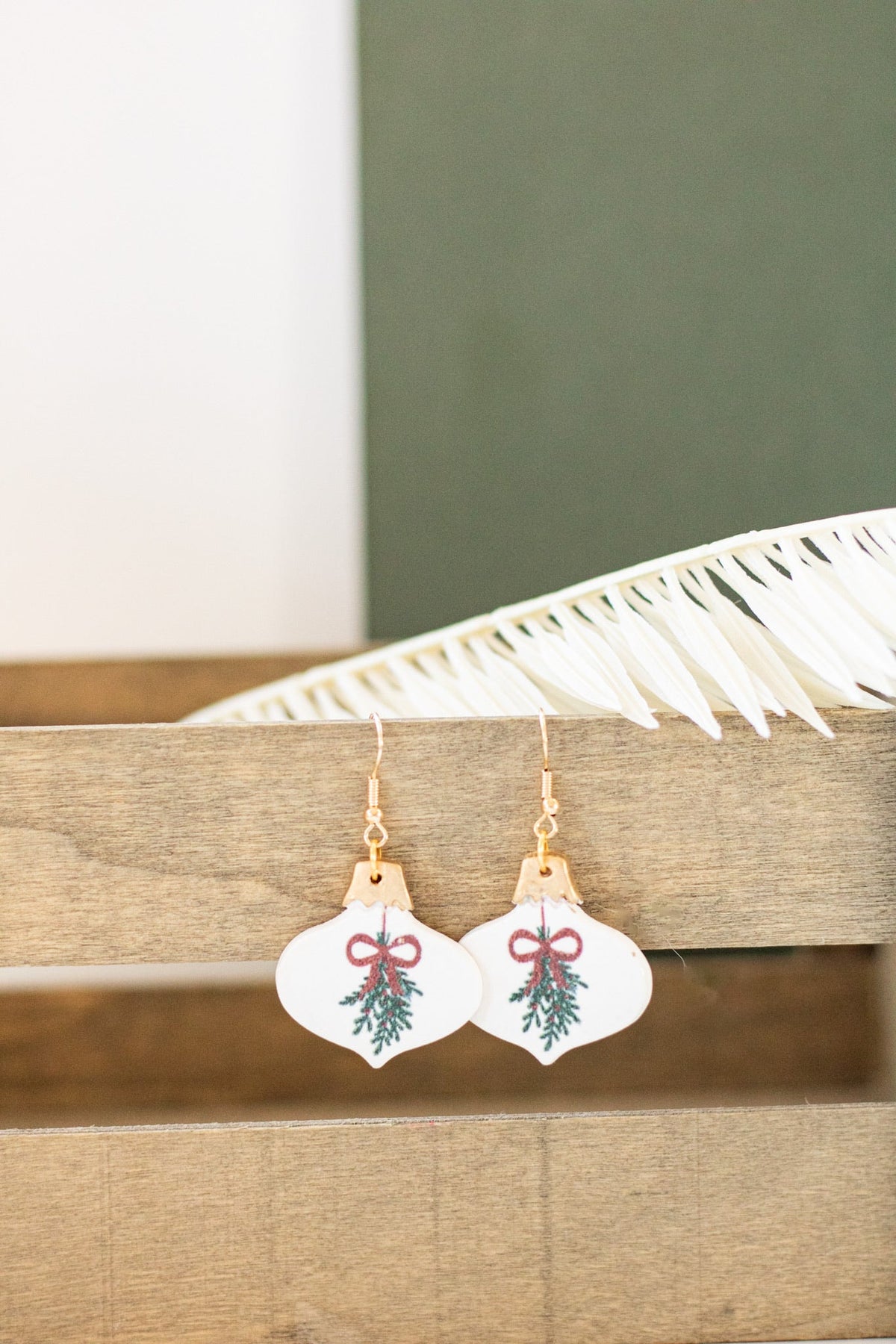 *PREORDER* Ornament Mistletoe Dangle Earrings