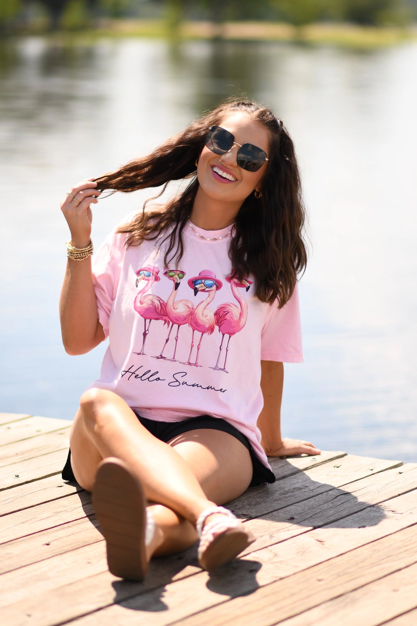 Hello Summer Flamingo Graphic Tee