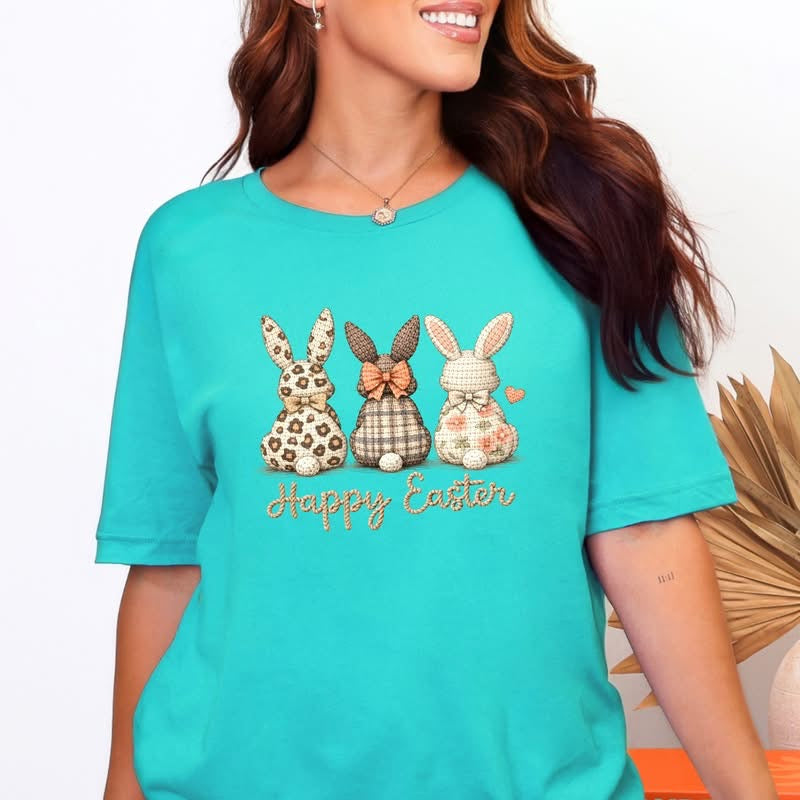 Faux Yarn Happy Easter Bunnies Graphic Tee
