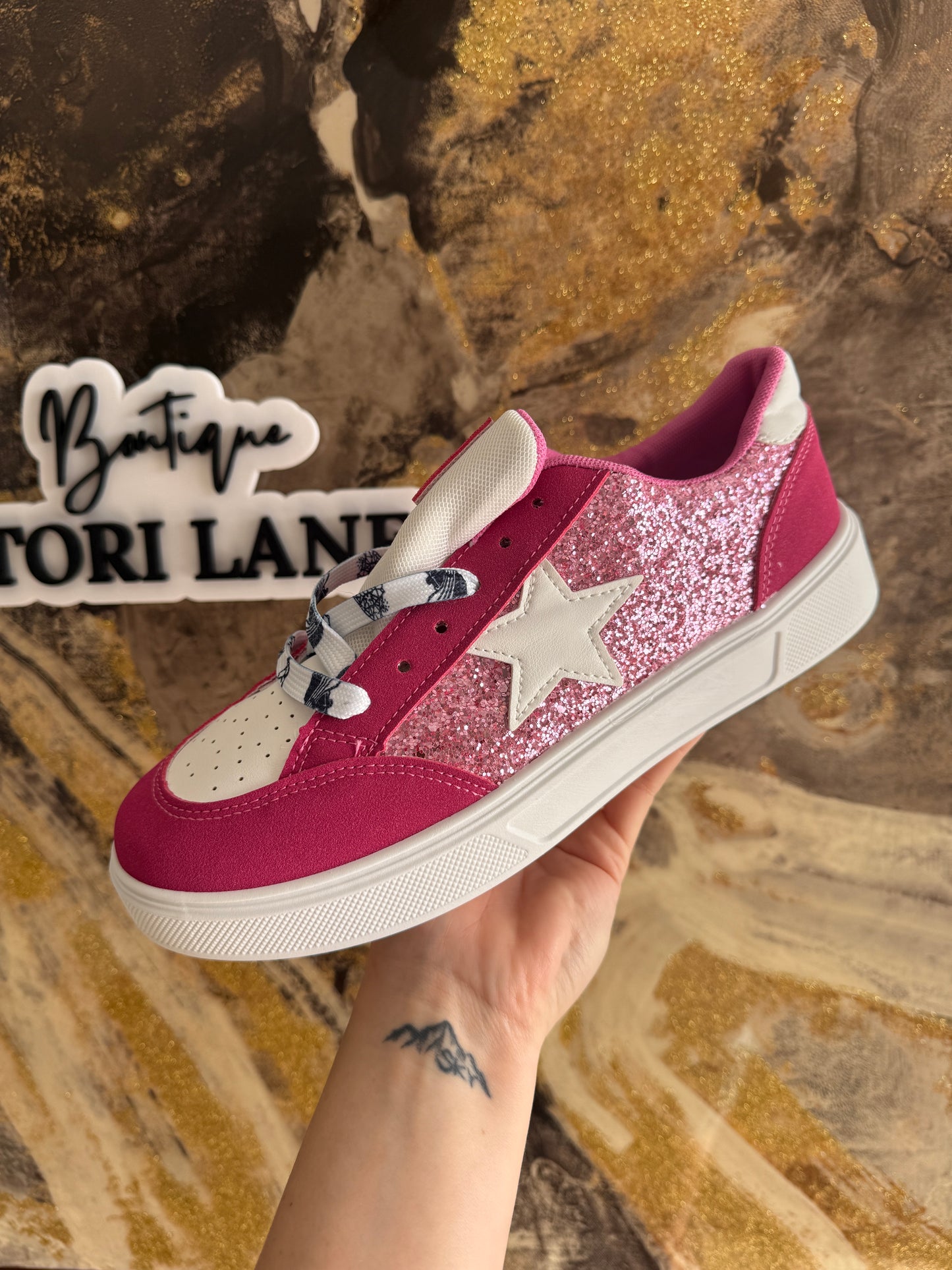 Pink Glitter Star Sneakers