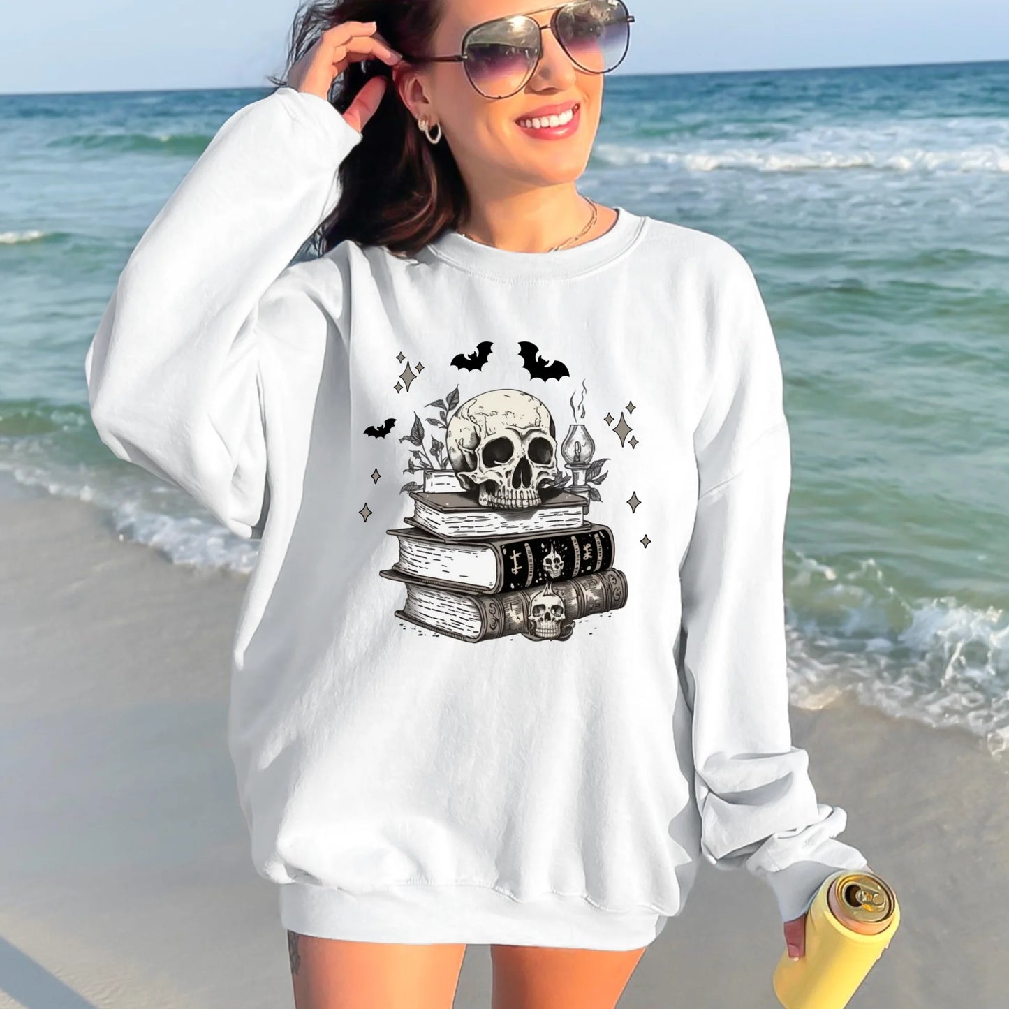 Skull Books Graphic Sweatshirt