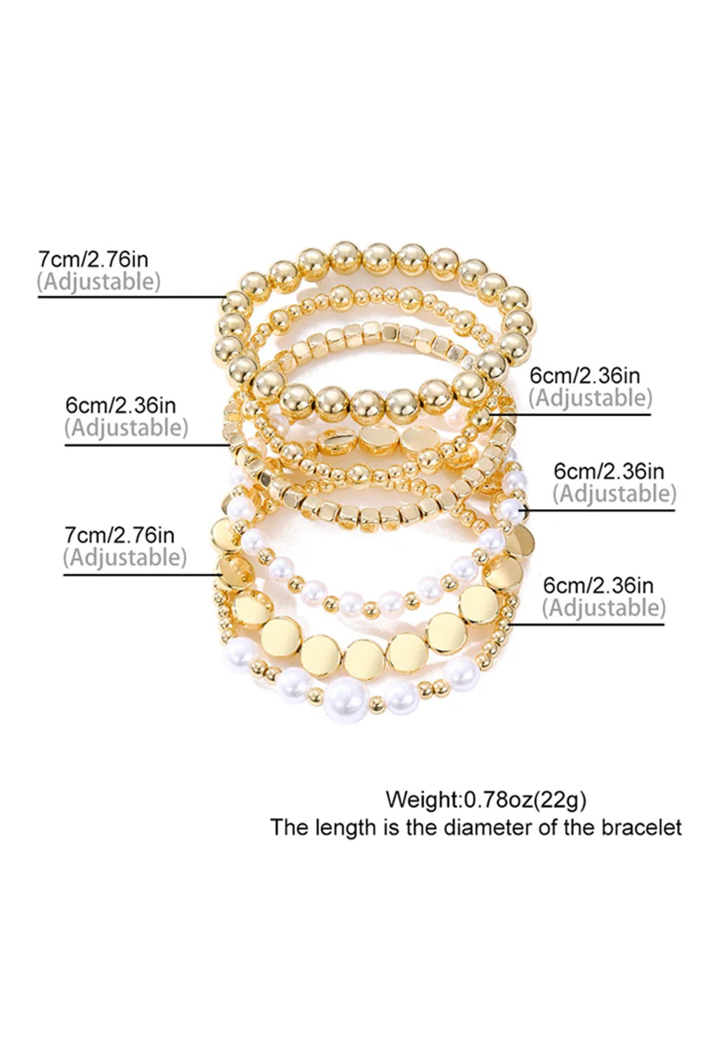 Gold Pearl Layered Bracelets