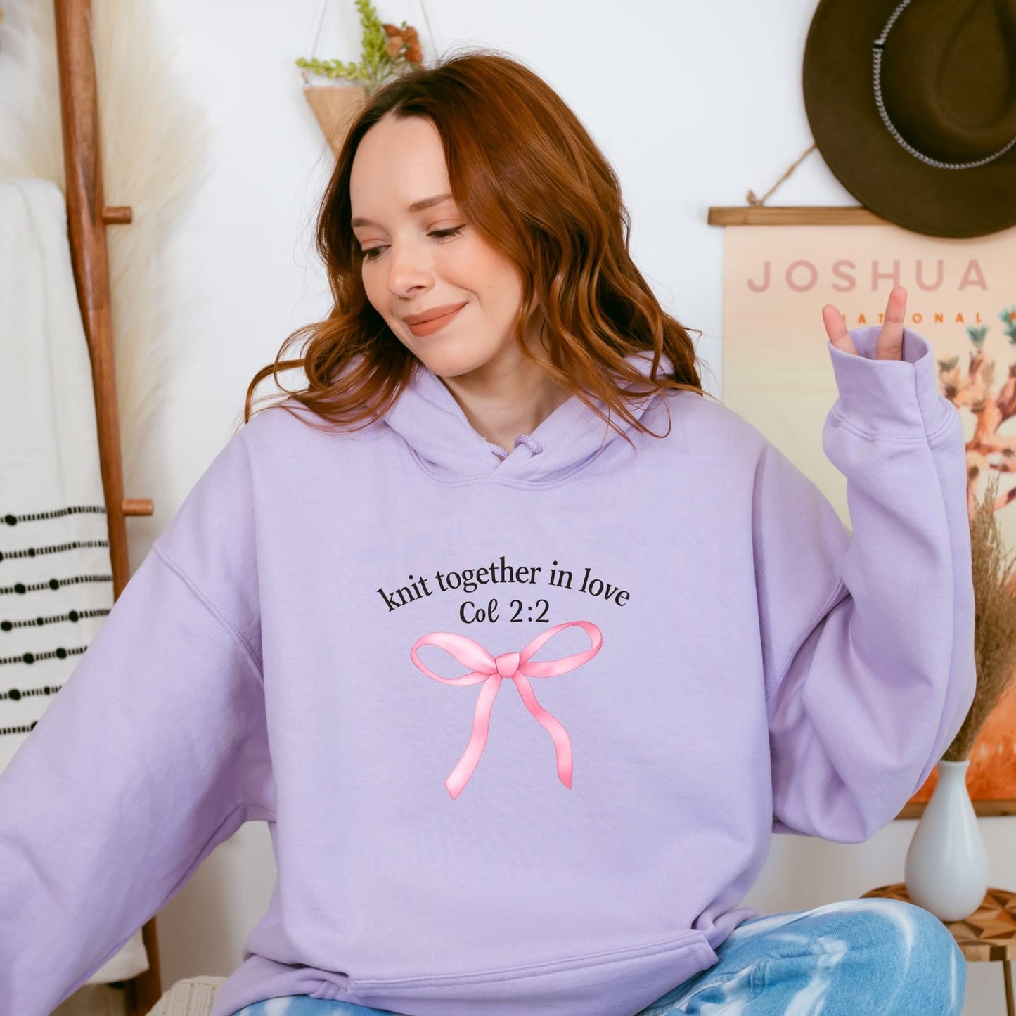 Knit Together In Love Graphic Hoodie