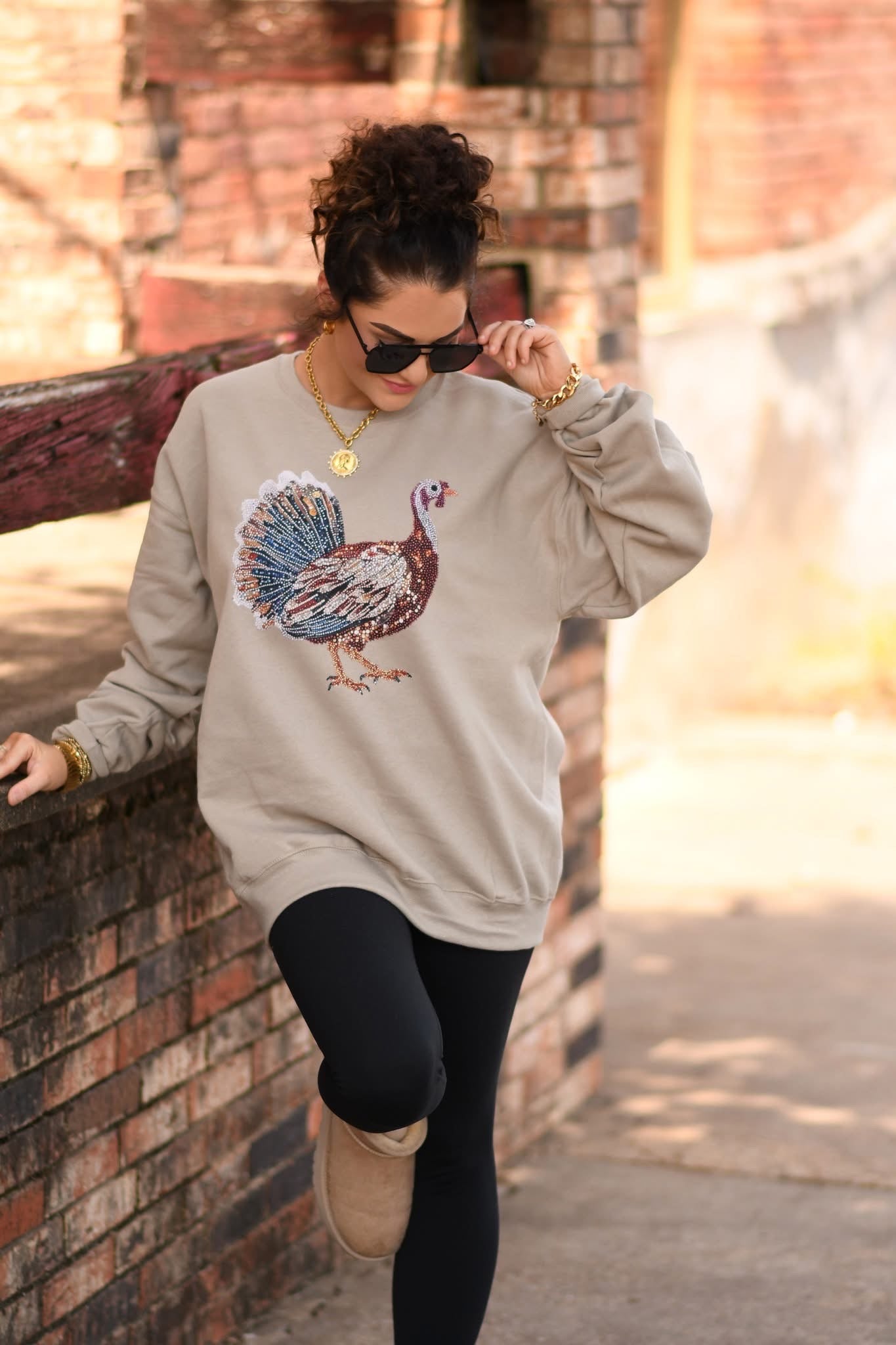 Glam Turkey (Faux Rhinestone) Graphic Sweatshirt