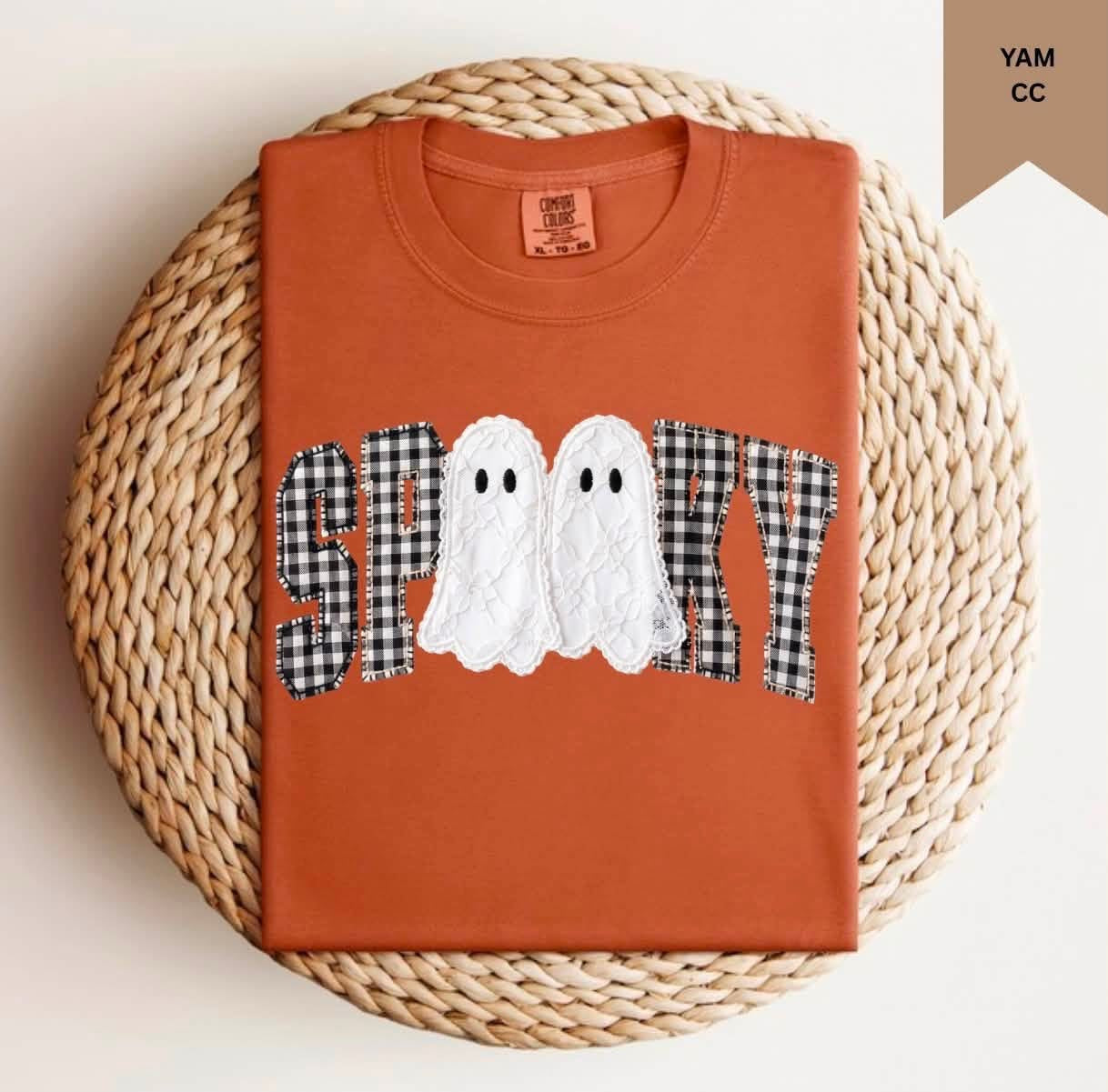 Checkered Spooky Ghost Graphic Tee