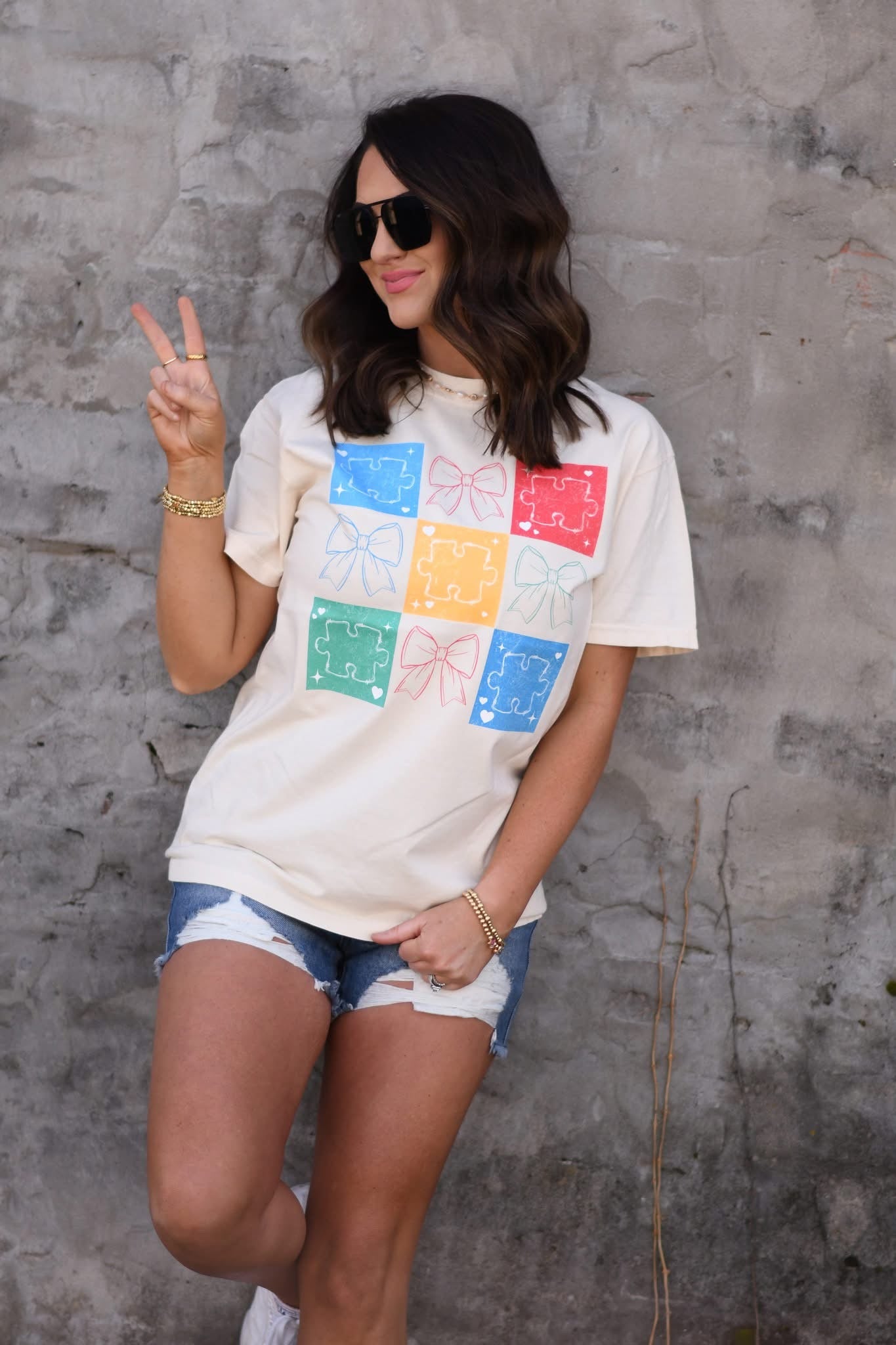 Autism Puzzles & Bows Graphic Tee