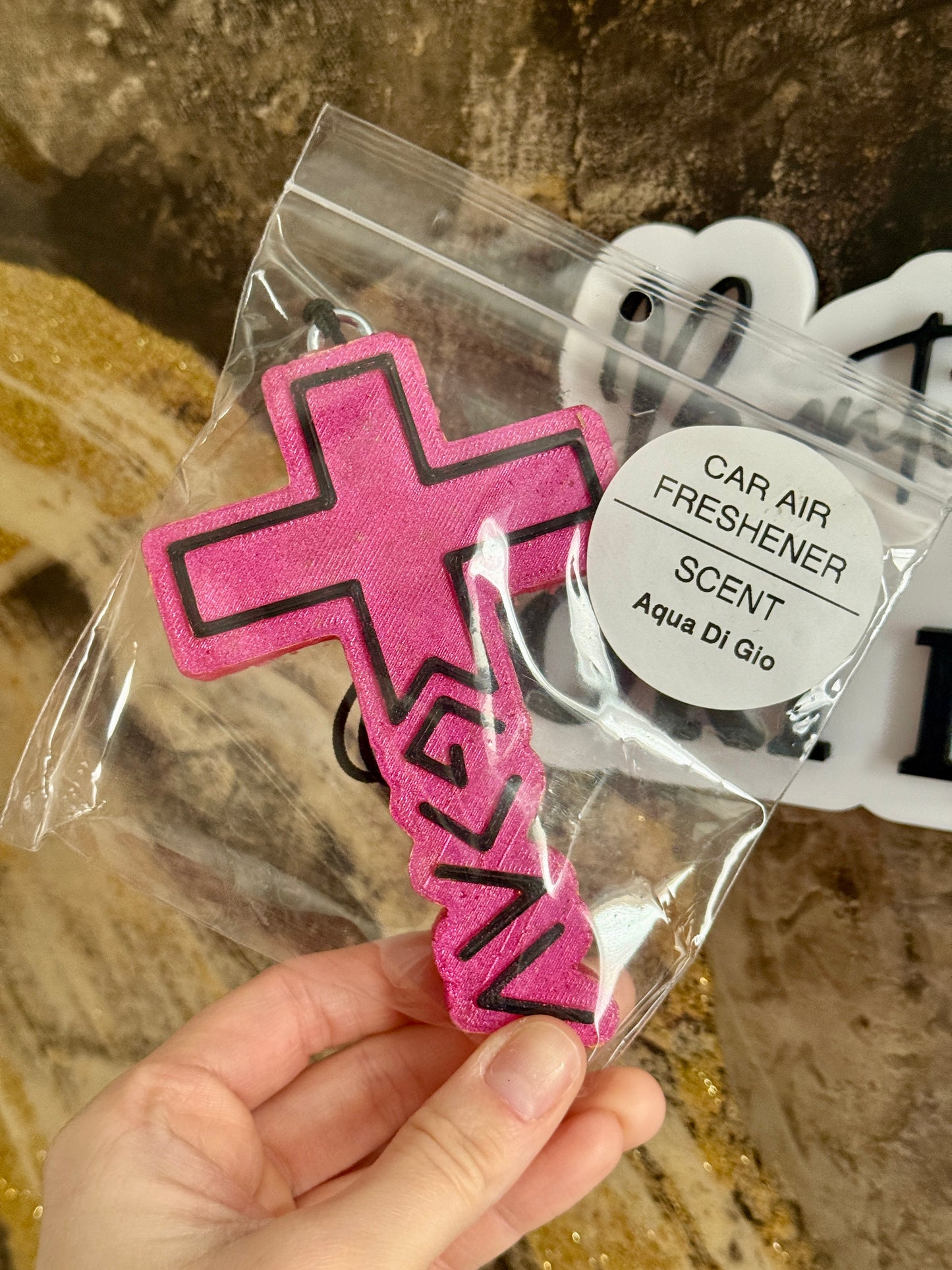 Pink God Is Greater Air Freshie (Aqua Di Gio Scent)