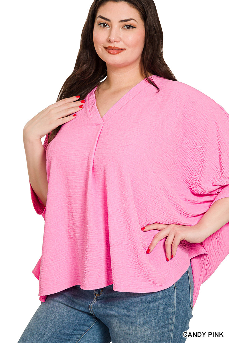 Candy Pink Woven Top Plus+