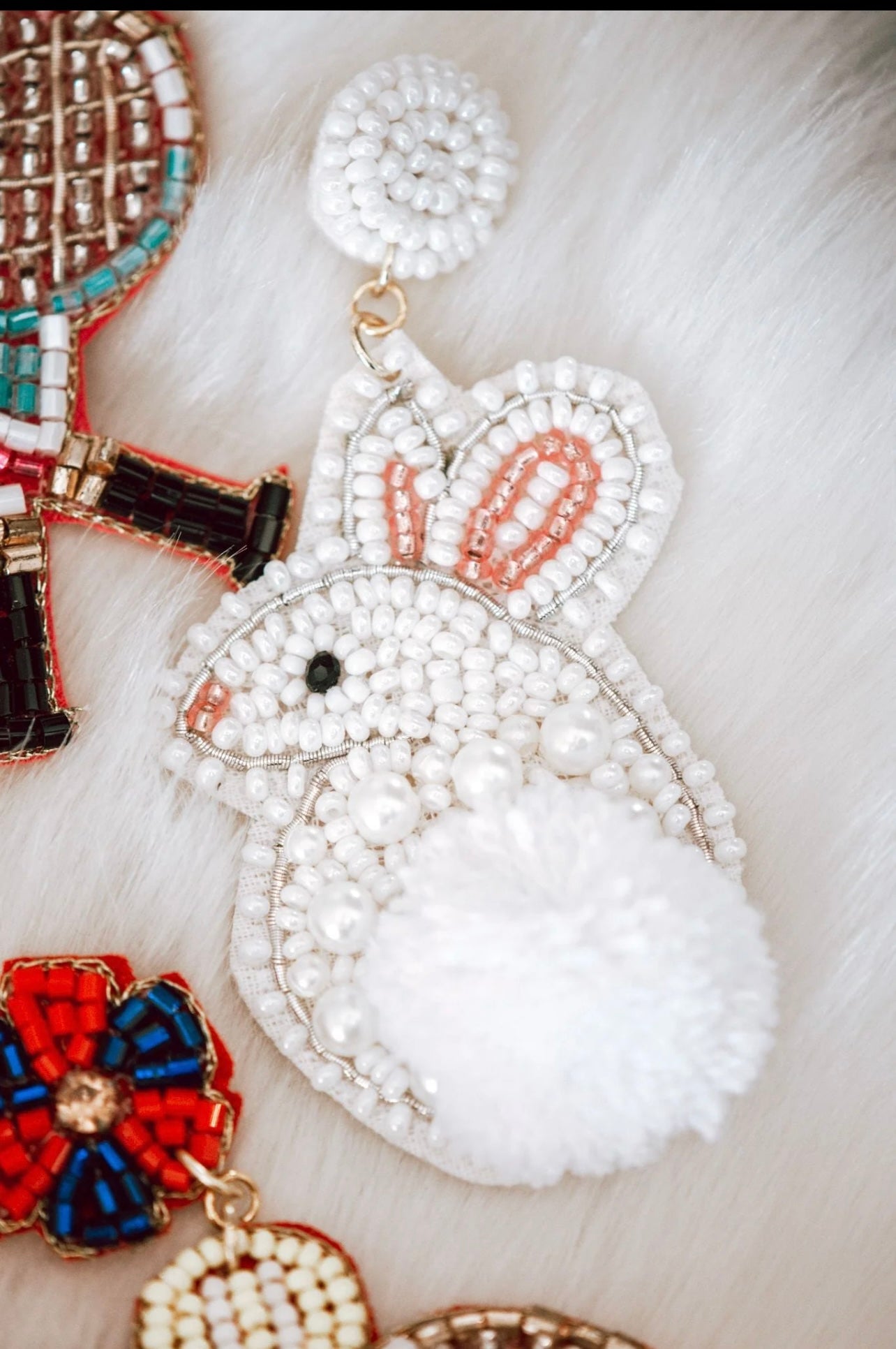 White Easter Bunny Earrings