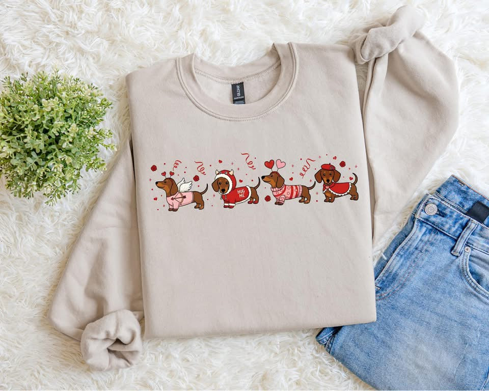 Dachshund Valentines Graphic Sweatshirt