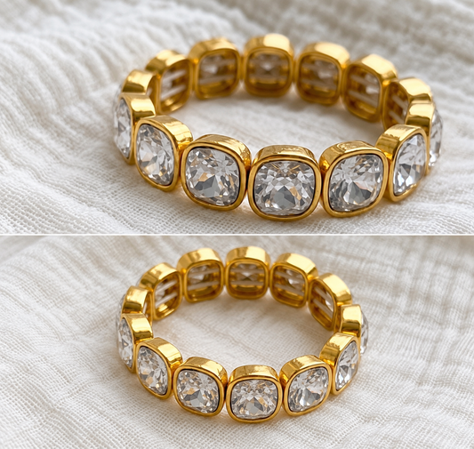 Big White Crystal & Charm Bead Bracelets