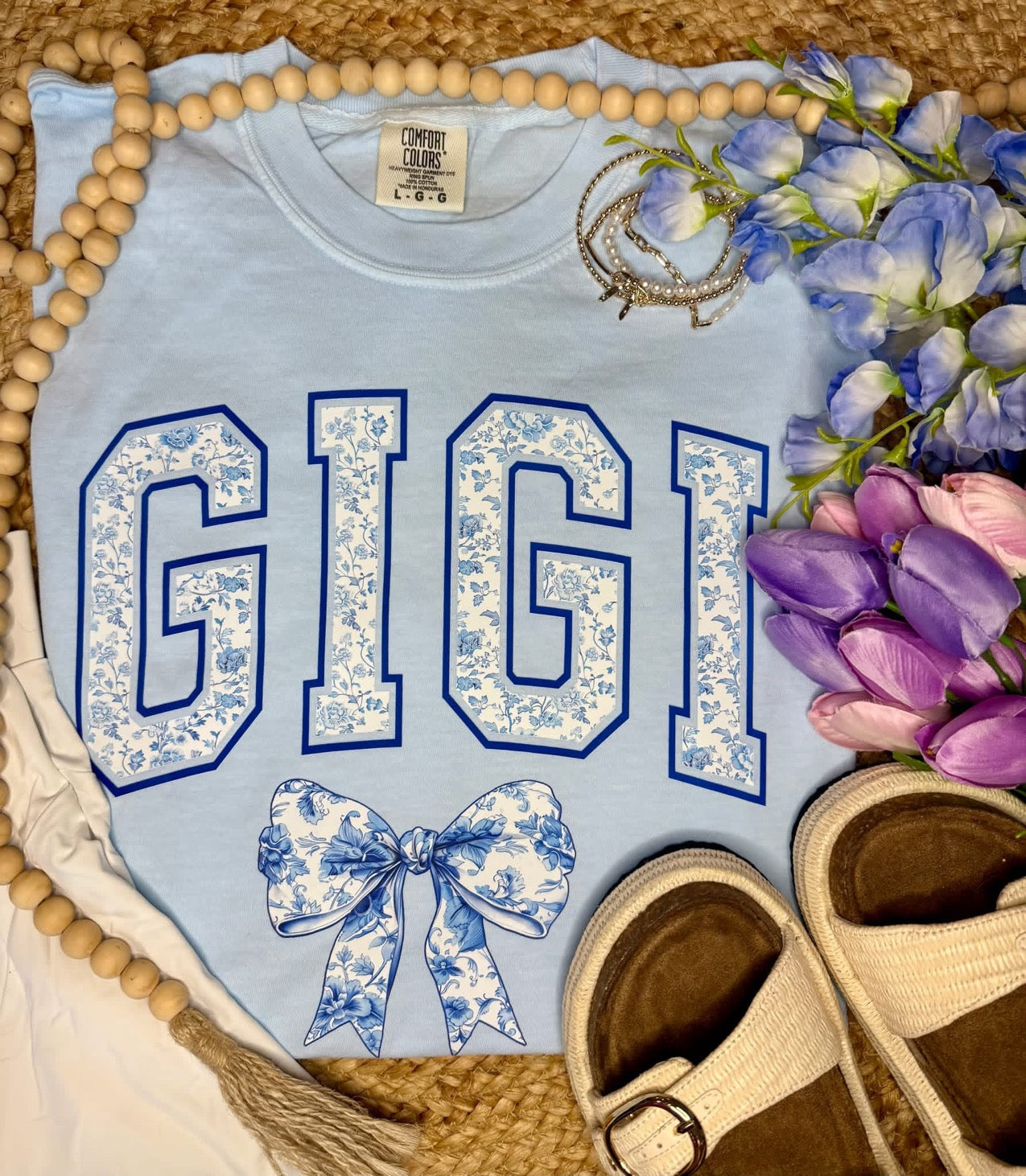 Custom Floral Bow Graphic Tee