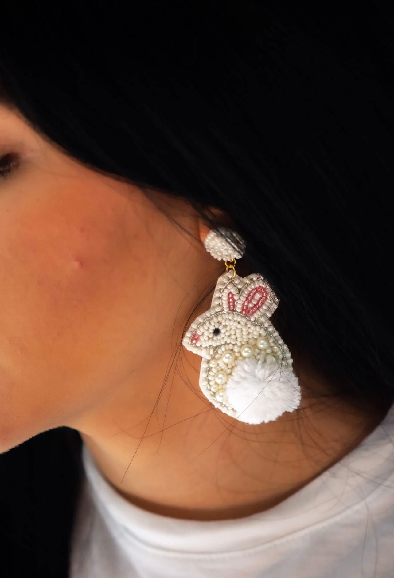 White Easter Bunny Earrings