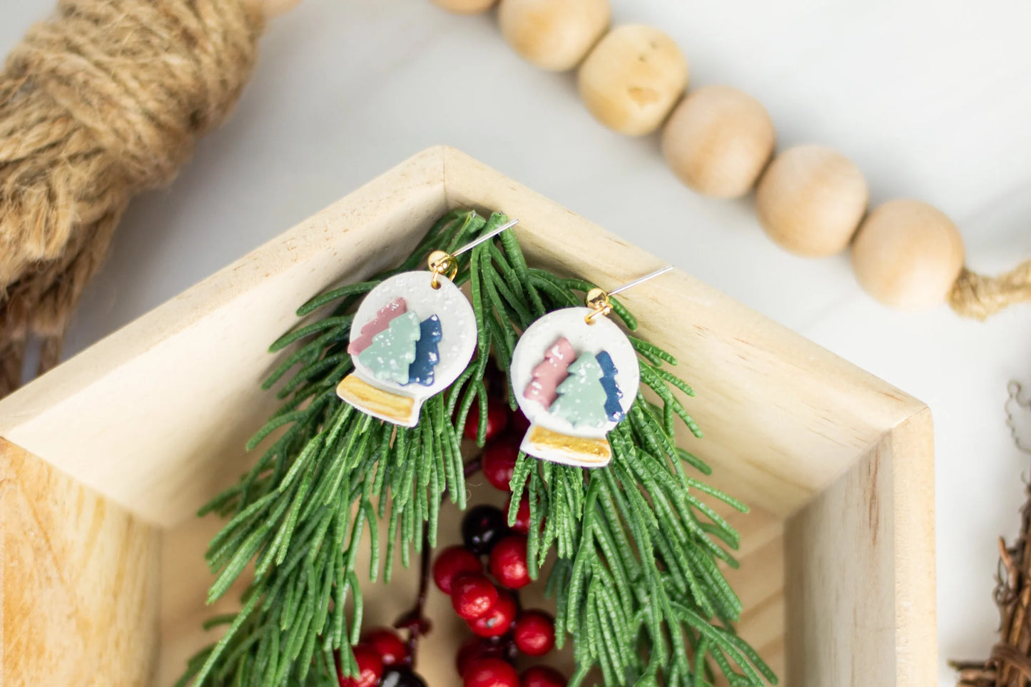 Whimsical Snowglobe Clay Earrings