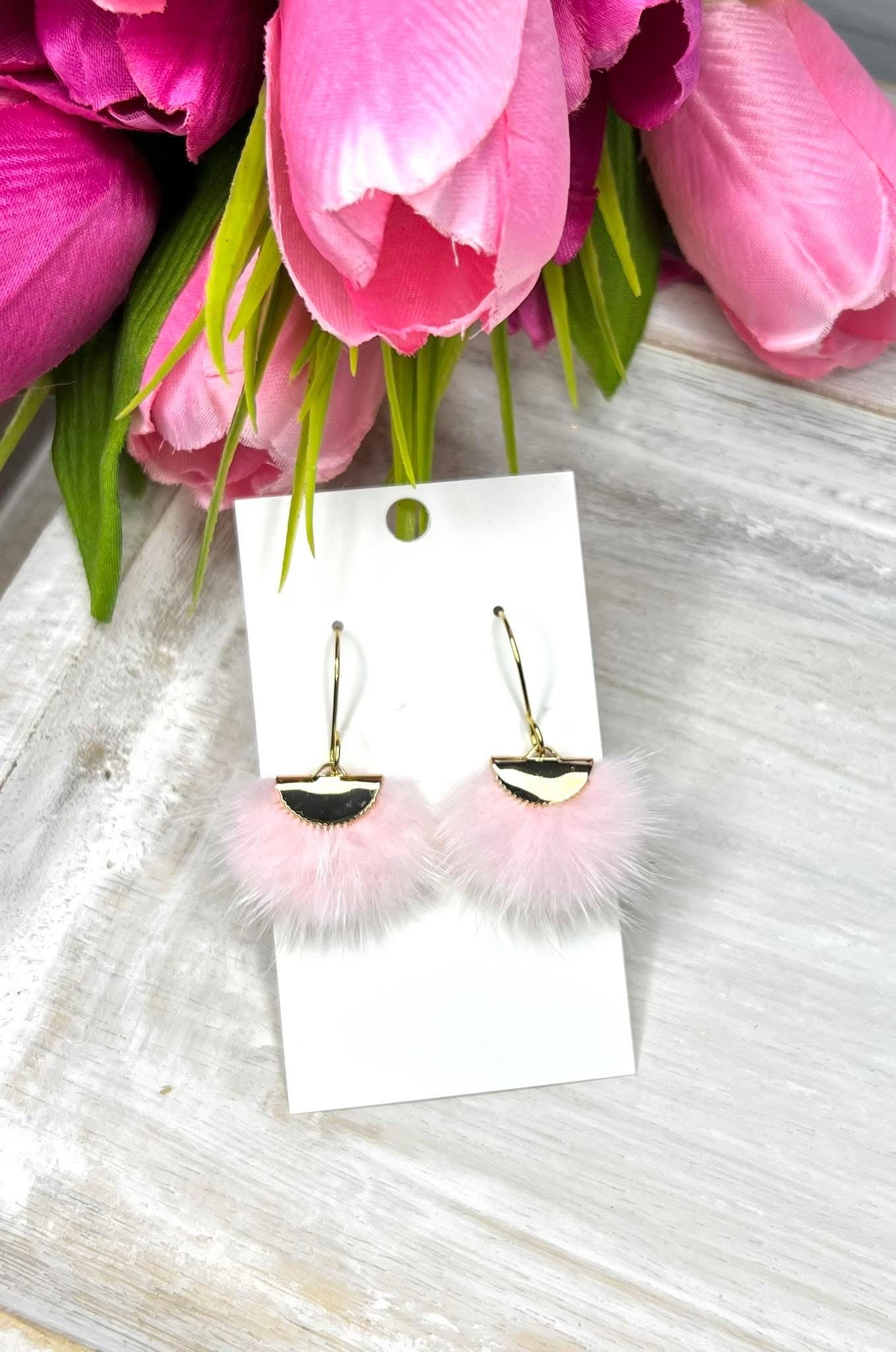 Soft Pink Pouf Earrings