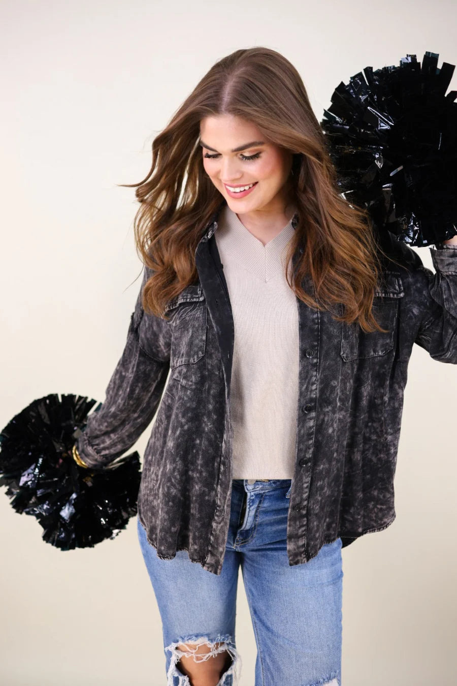 Plus+ Deana Oversized Button Up Top