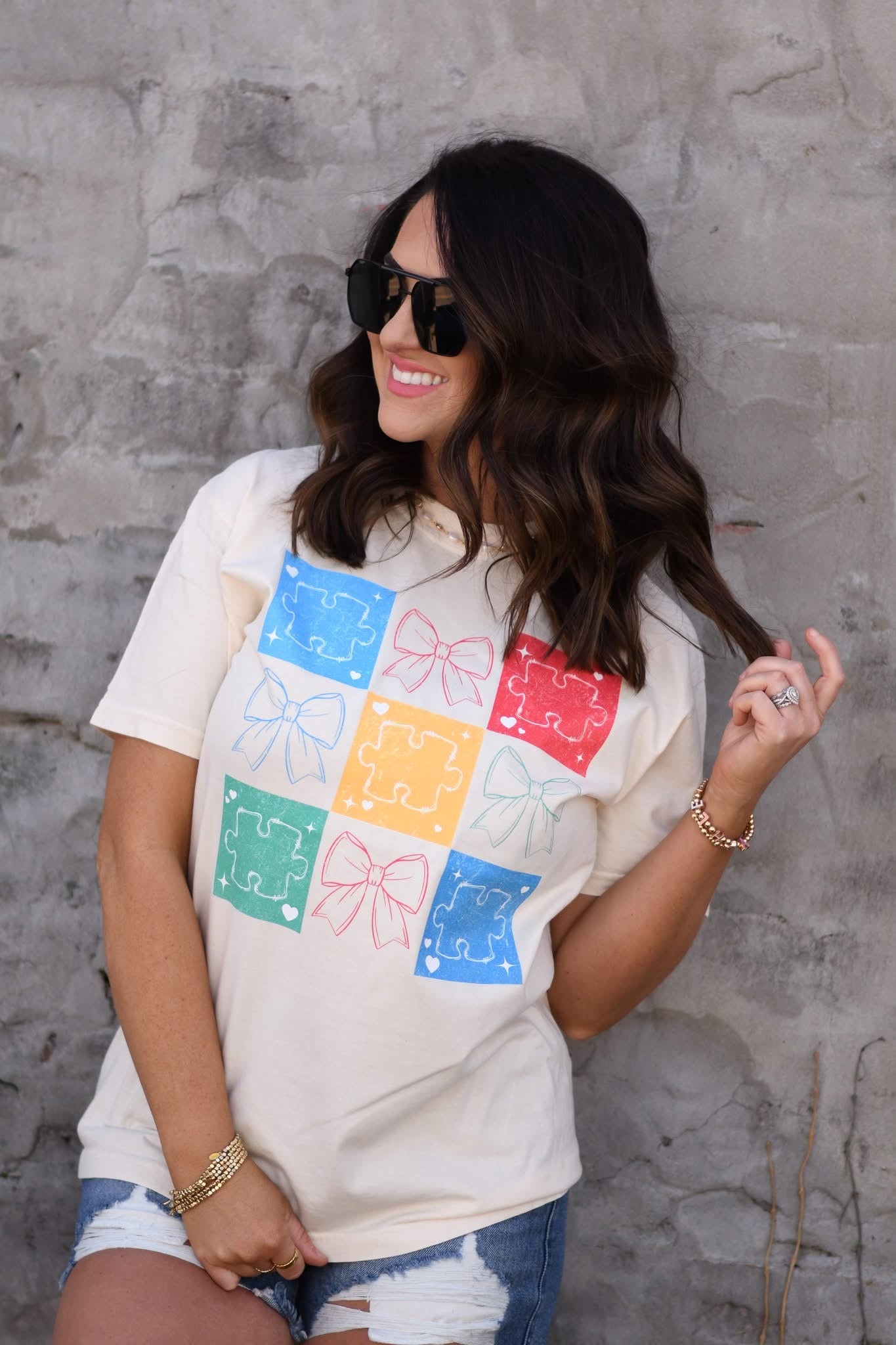 Autism Puzzles & Bows Graphic Tee