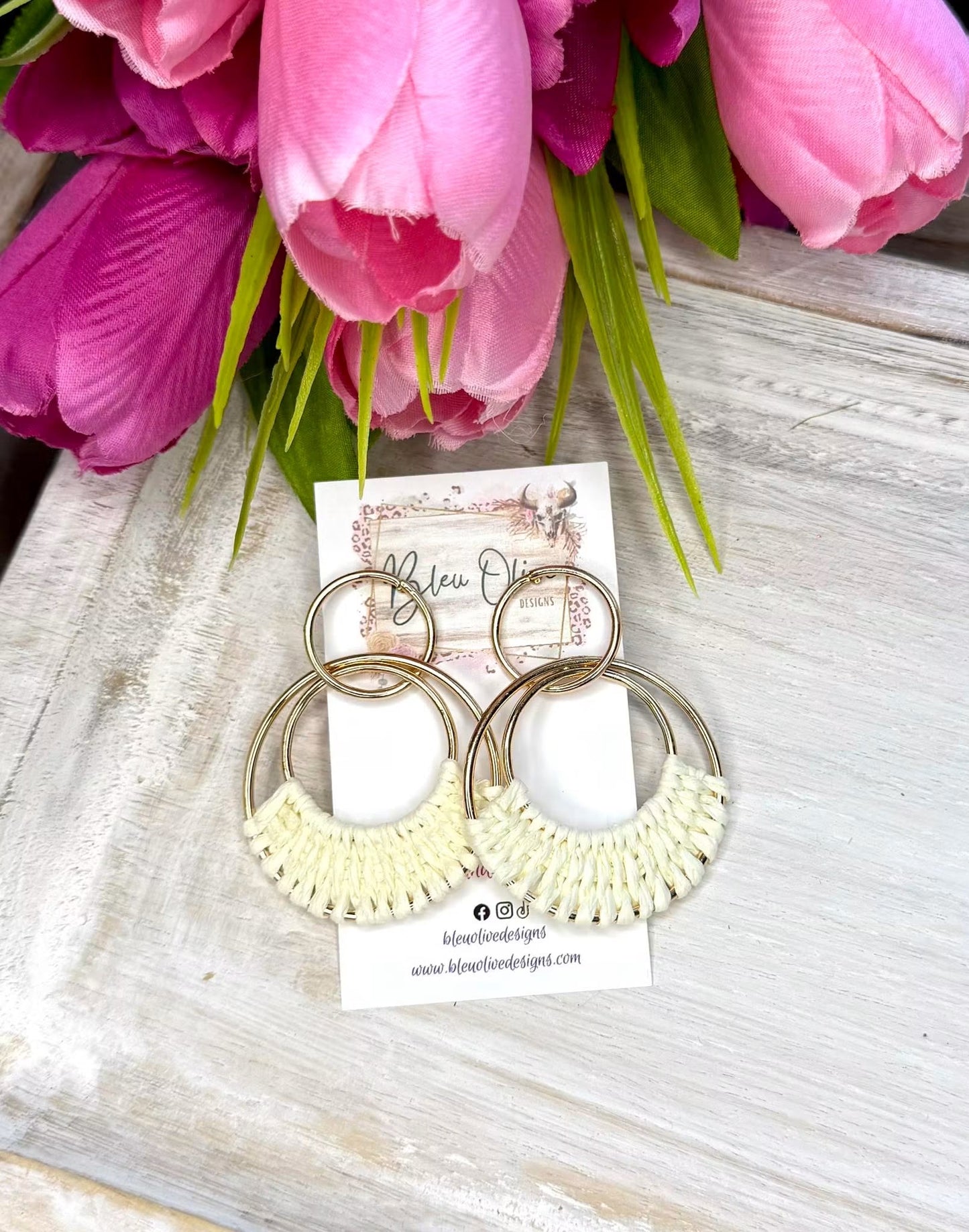 Cream Raffia Earrings