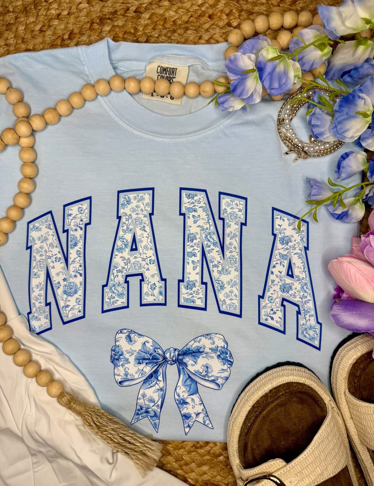 Custom Floral Bow Graphic Tee
