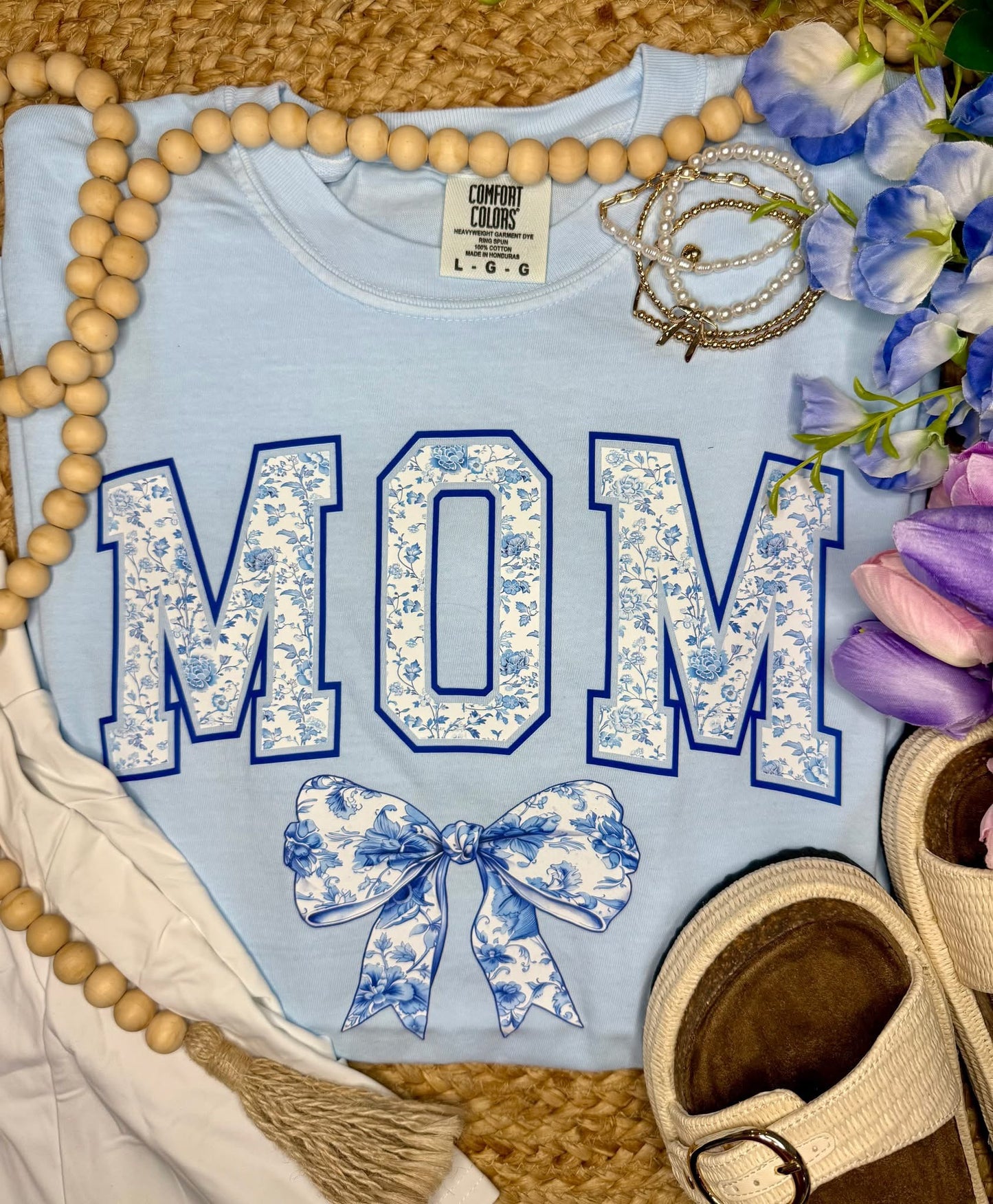 Custom Floral Bow Graphic Tee