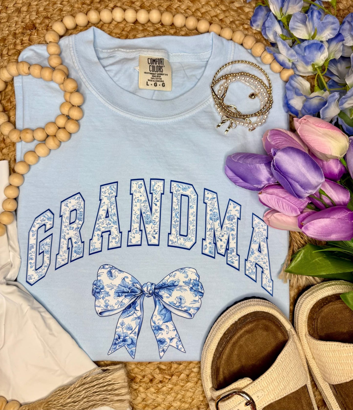 Custom Floral Bow Graphic Tee