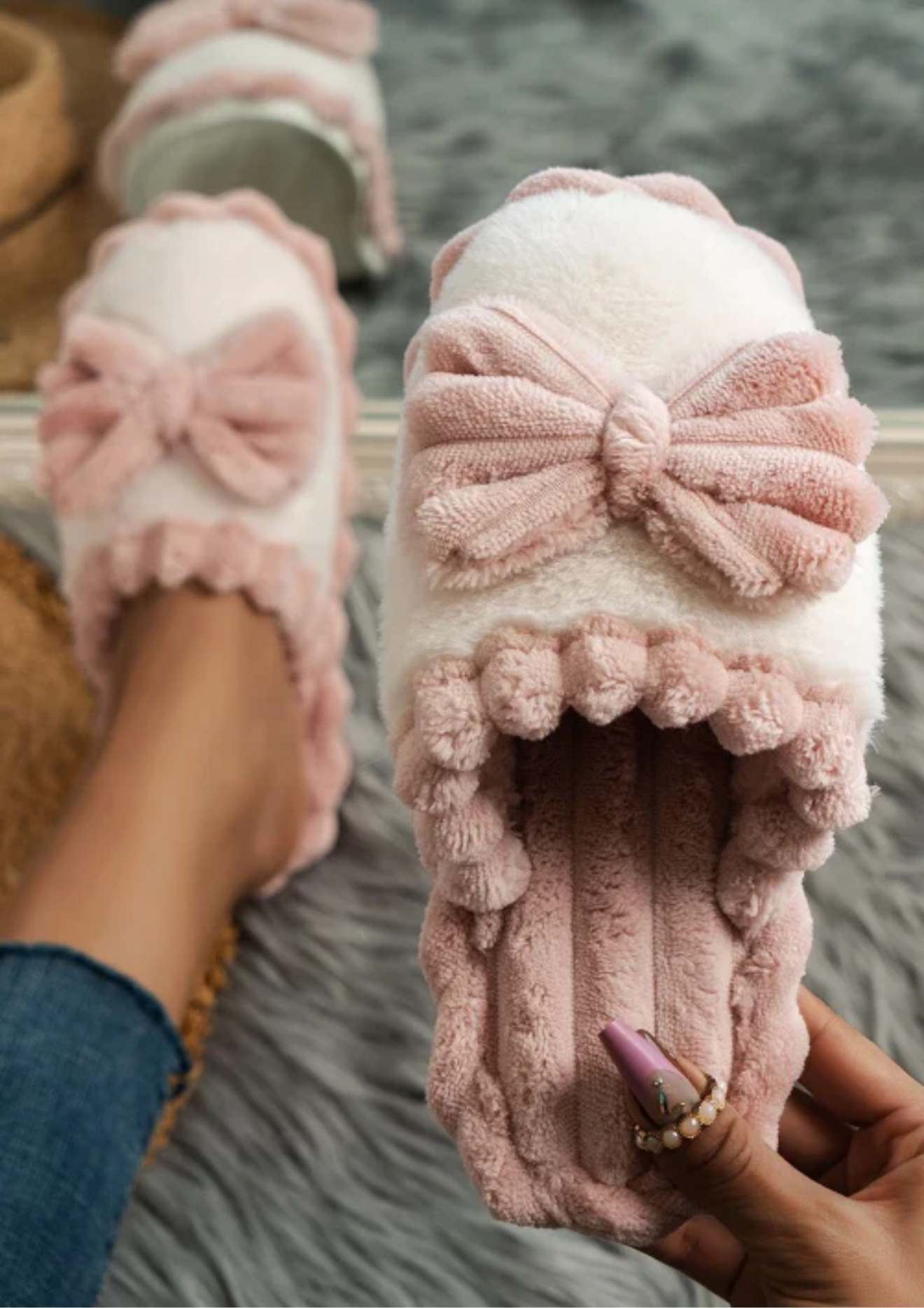 Pink Bow Slippers
