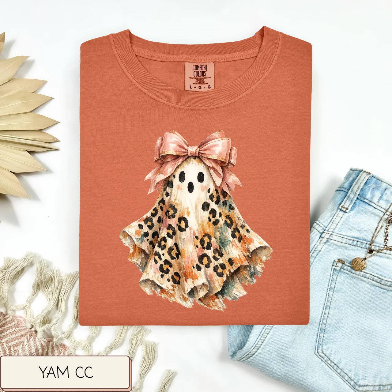 Leopard Ghost With Bow Graphic Tee