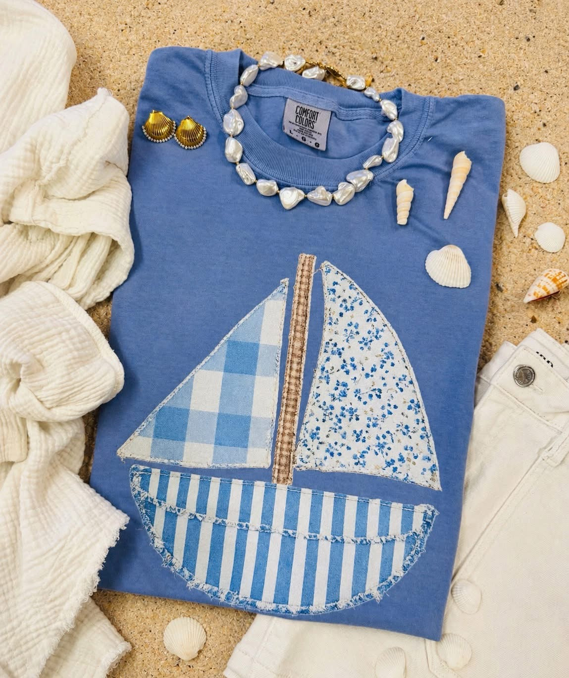 Patchwork Sailboat Graphic Tee
