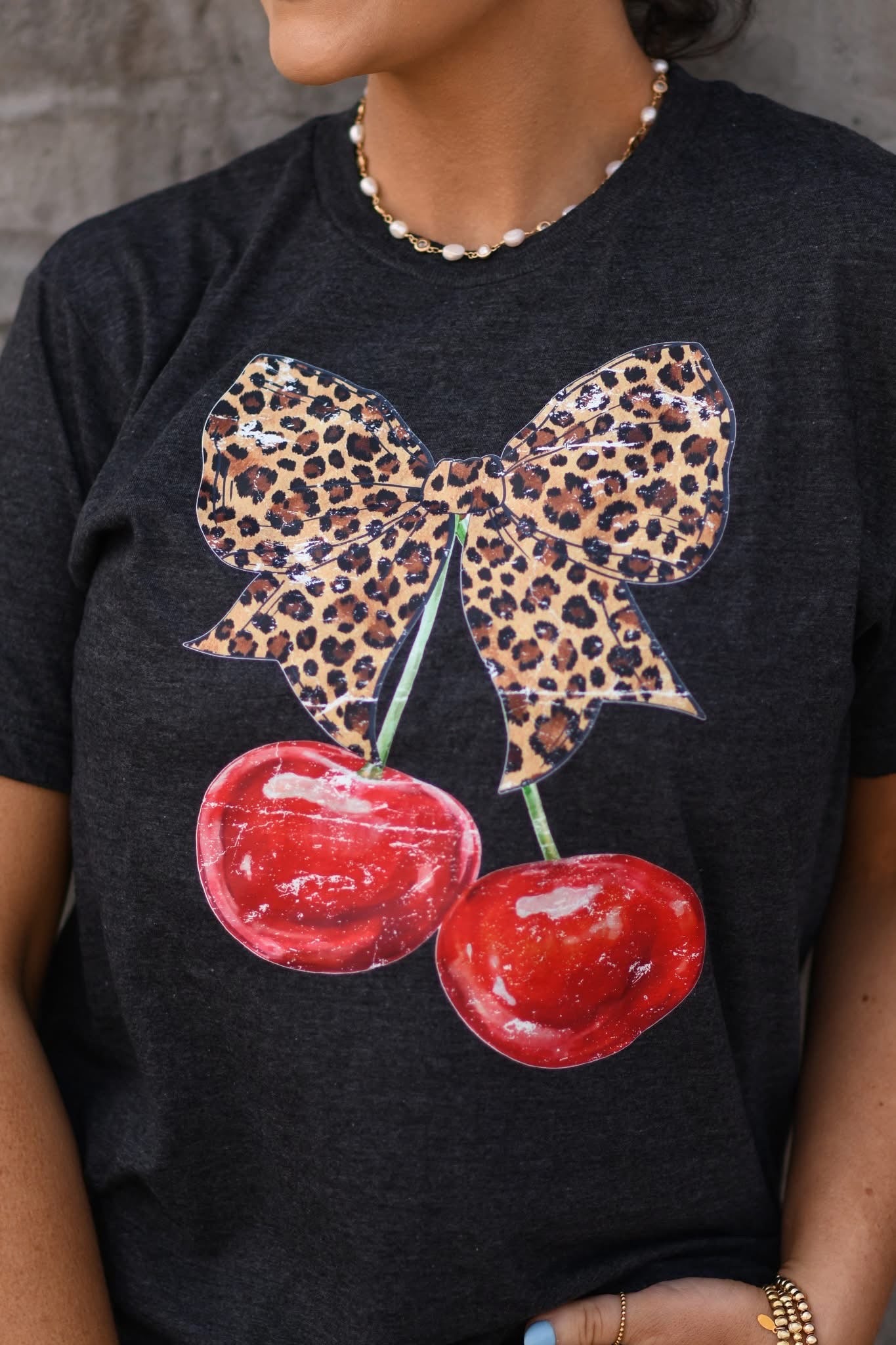 Leopard Bow Cherry Graphic Tee