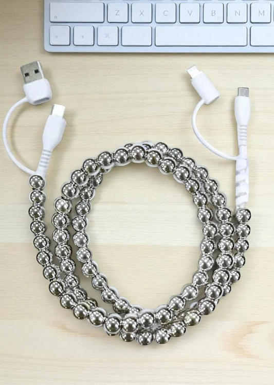 Silver Beaded Phone Charger