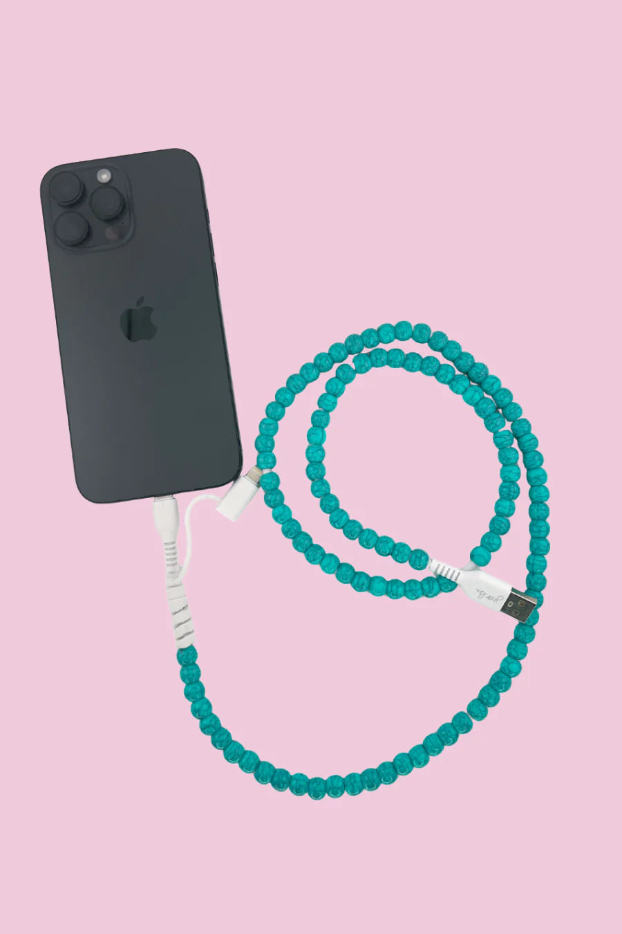 2 in 1 Beaded USB Charger- Turquoise