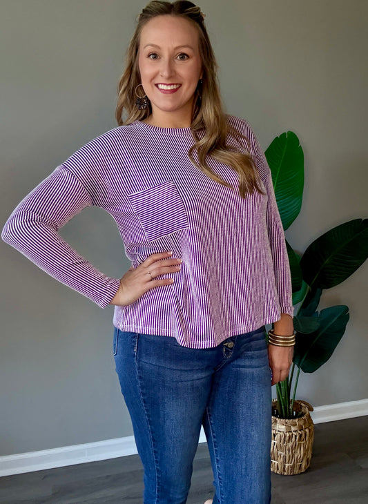 Violet Oversized Long Sleeve Top