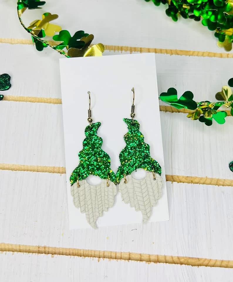 St Patty’s Glitter Gnome Earrings
