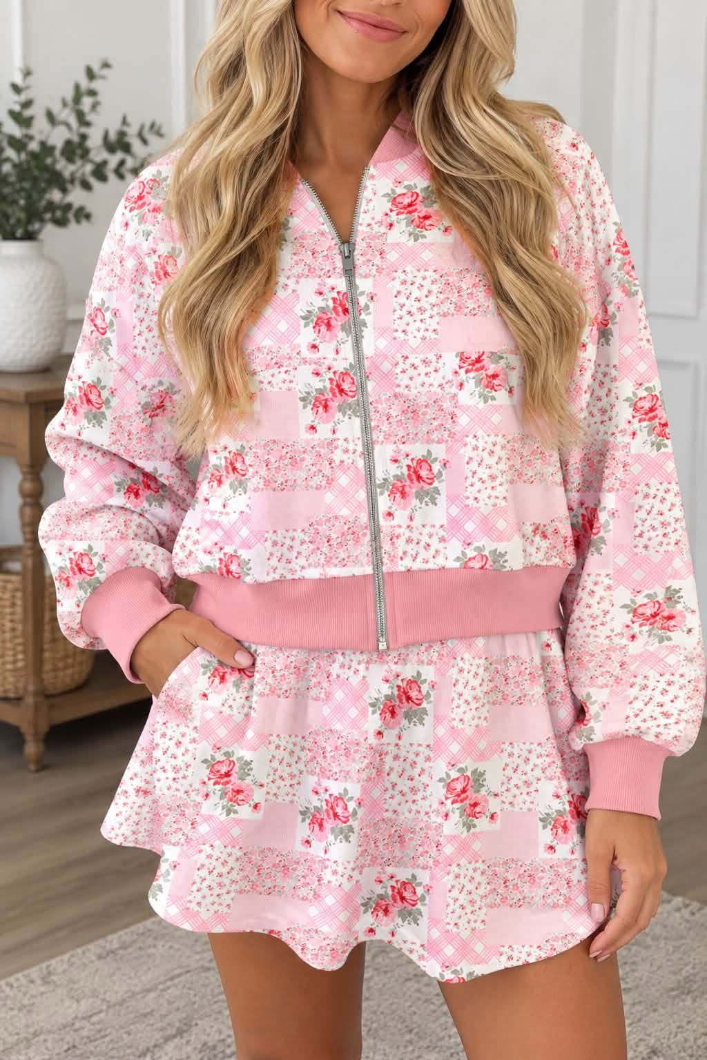 *PREORDER* Pink Floral Athletic Skort Set
