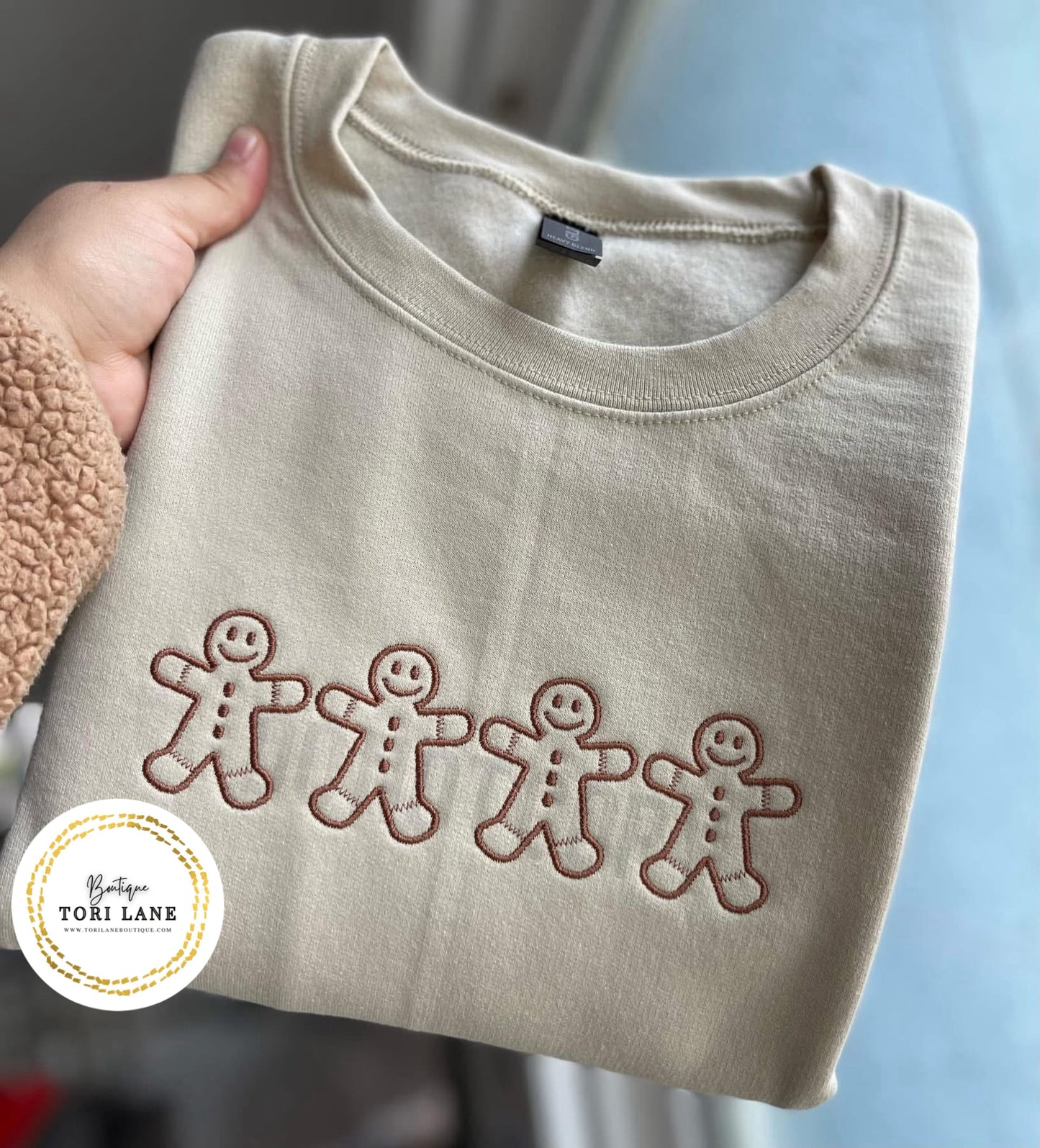 Embroidered Gingerbread Men Sweatshirt