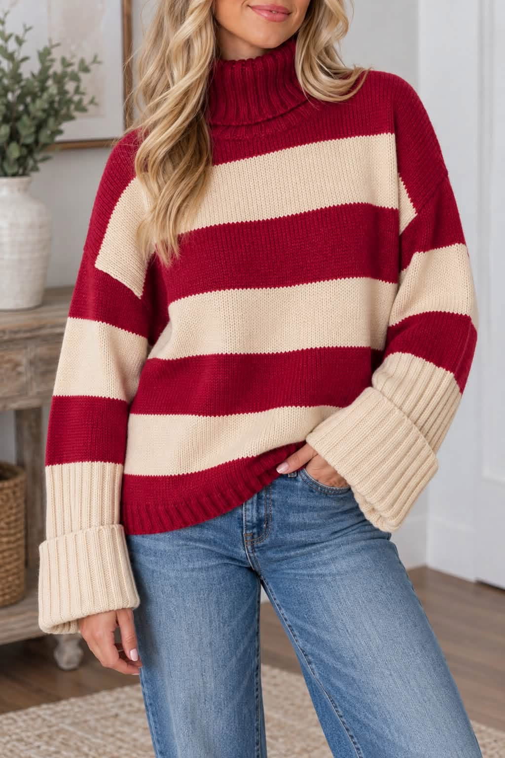 *PREORDER* Red Stripe Ribbed Pullover