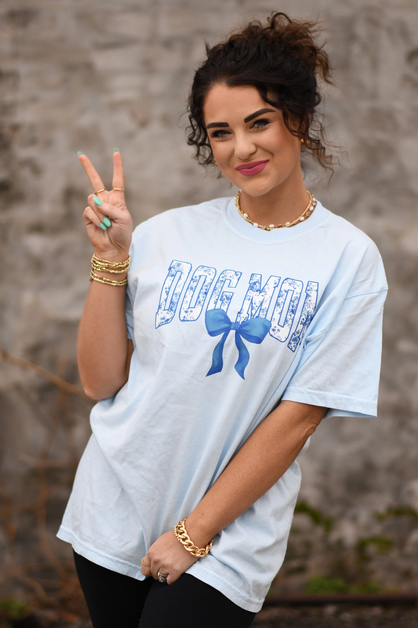 Floral Dog Mom Bow Graphic Tee