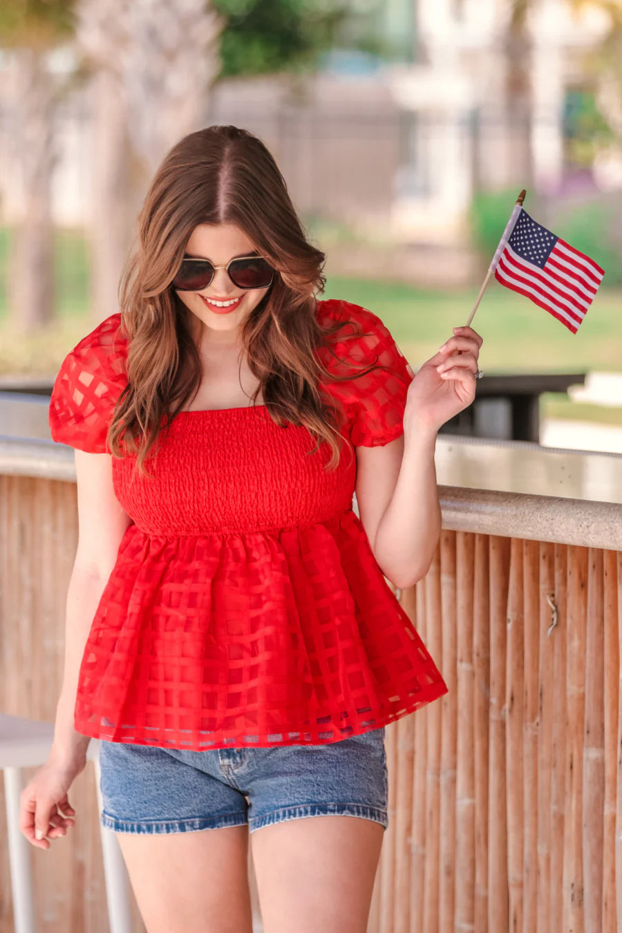 Red Smocked Top