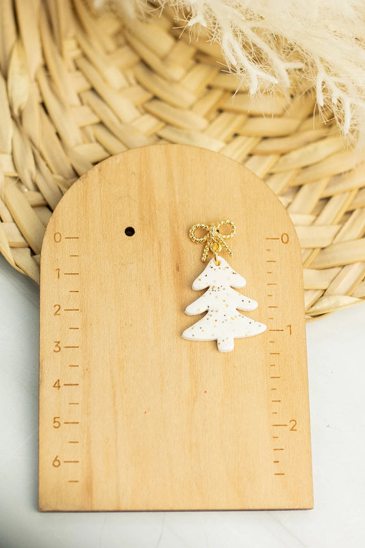 *PREORDER* White Glitter Tree Bow Dangle Earrings
