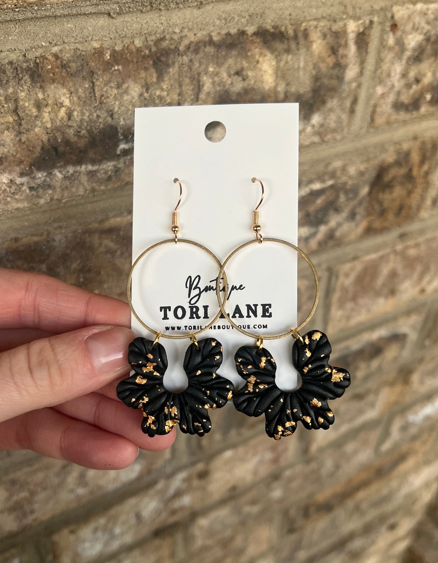 Black & Gold Flower Burst Earrings