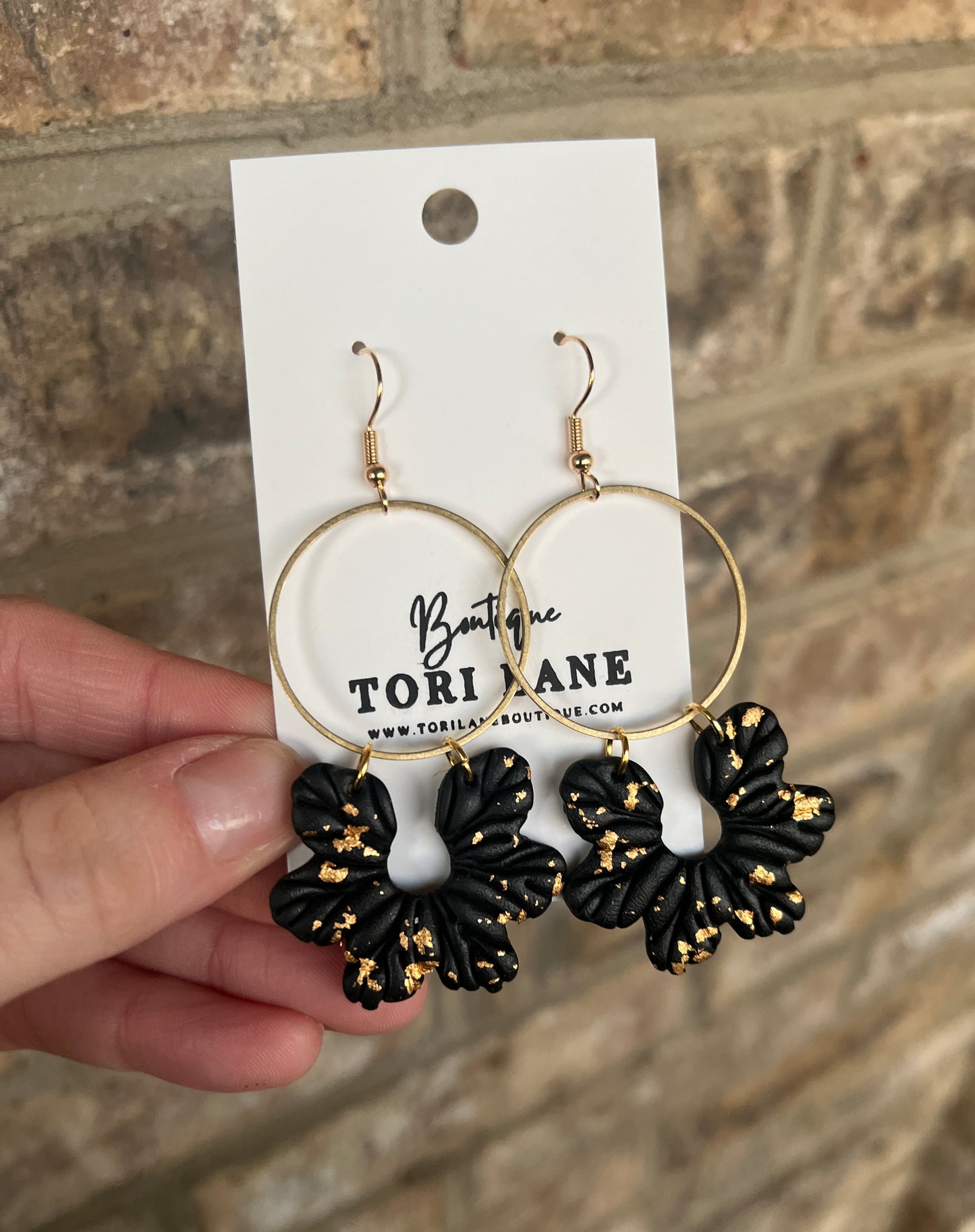 Black & Gold Flower Burst Earrings