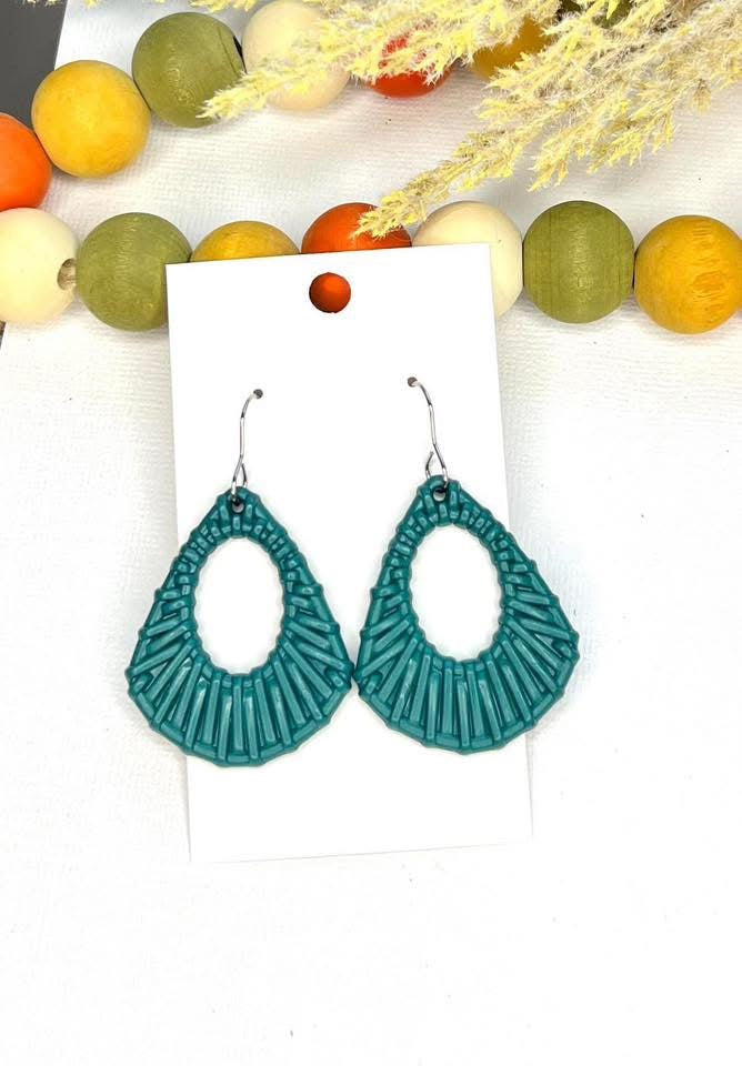 Teal Basket Weave Earrings