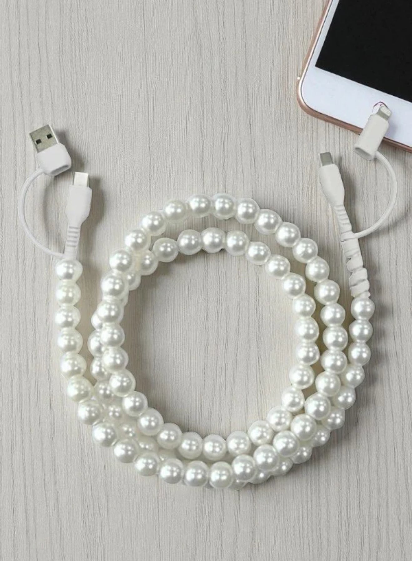 Pearl Beaded Phone Charger