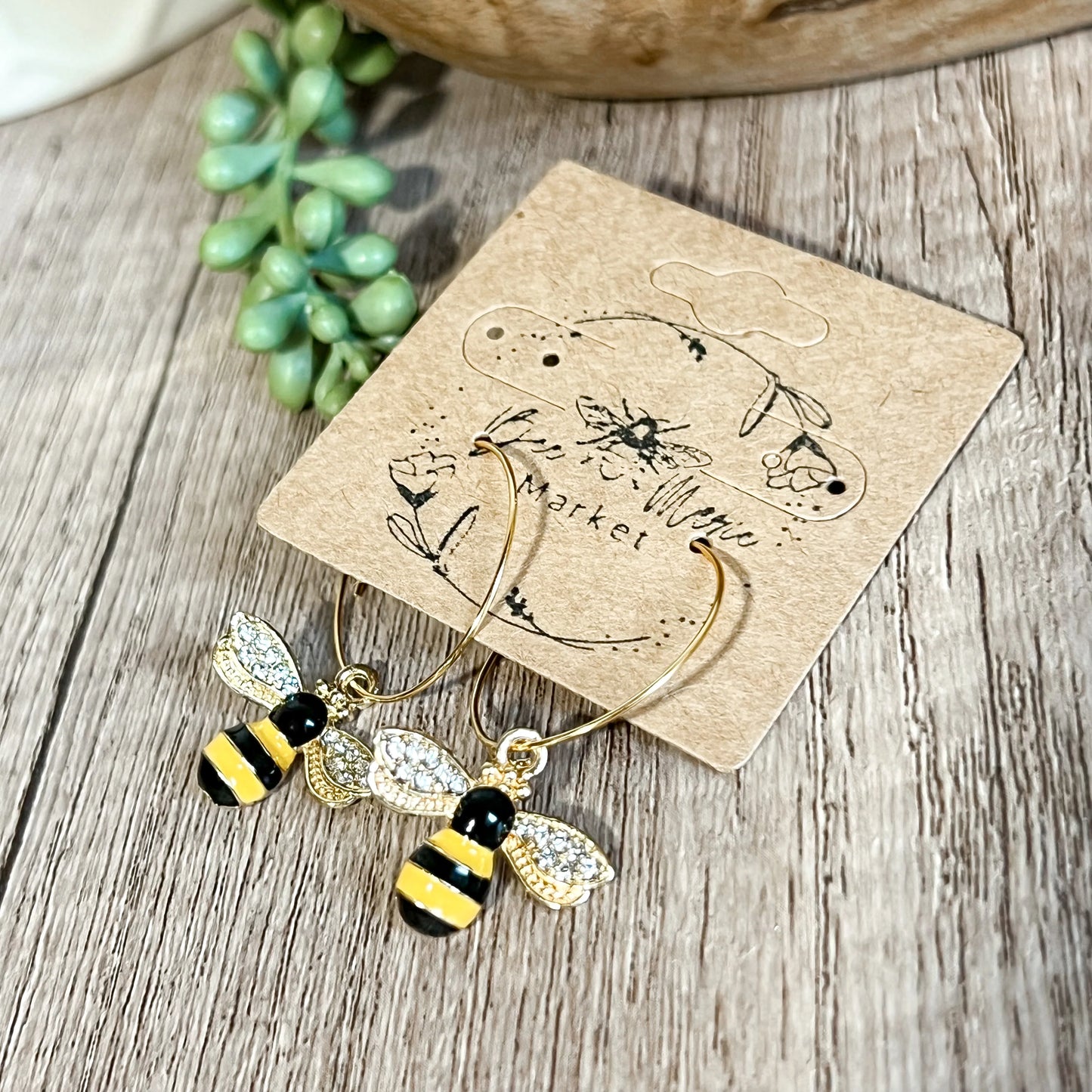 Bee Hoop Earrings