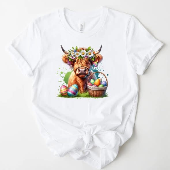 Highland Cow Easter Graphic Tee